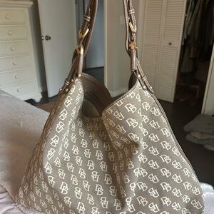 Dooney and Bourke - Oversized Hobo Bag - Designer Monogram Brown Shoulder Bag